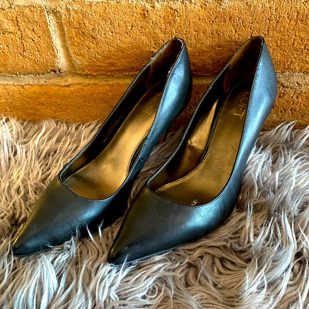 Ann Taylor LOFT Leather Black Heels